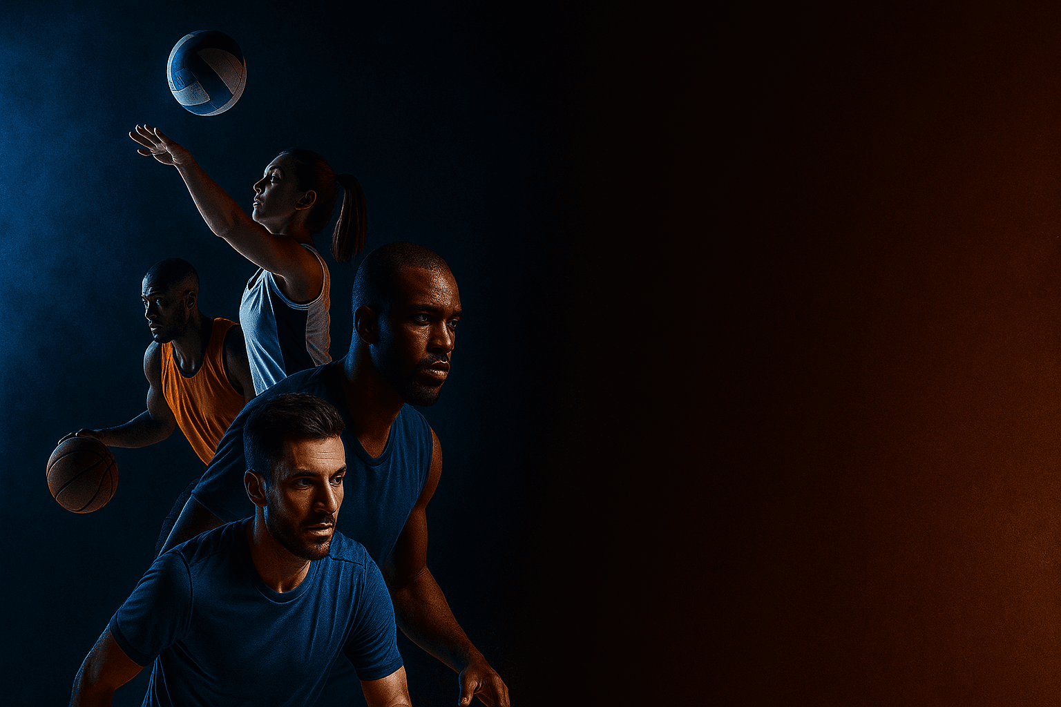 Atleta em ação com bola em primeiro plano